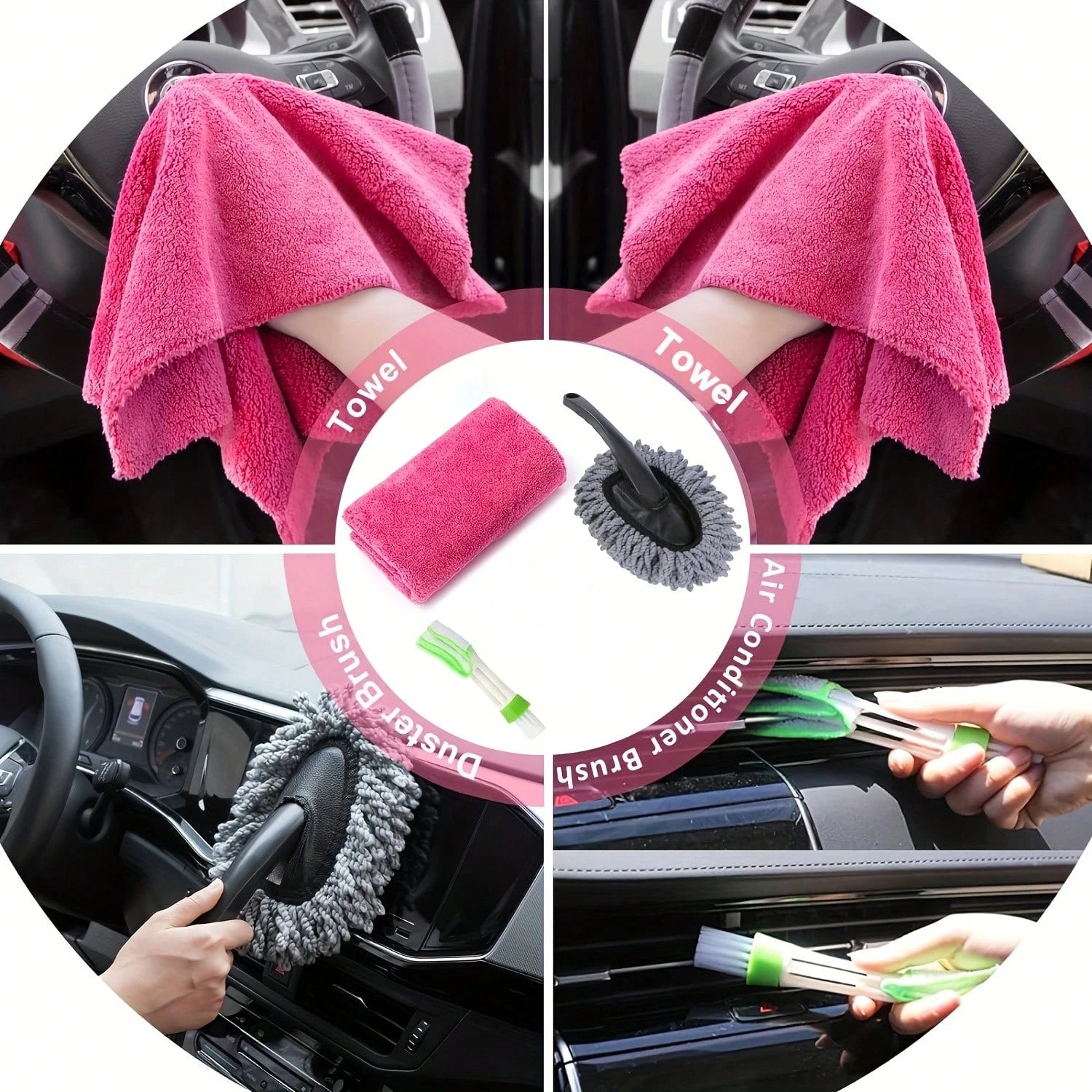 19-Piece Car Cleaning Set Including Interior Cleaning Tools, High-Power Handheld Vacuum, Brush Set, Windshield Tools, Duster, Towels, A Complete Car Care Kit