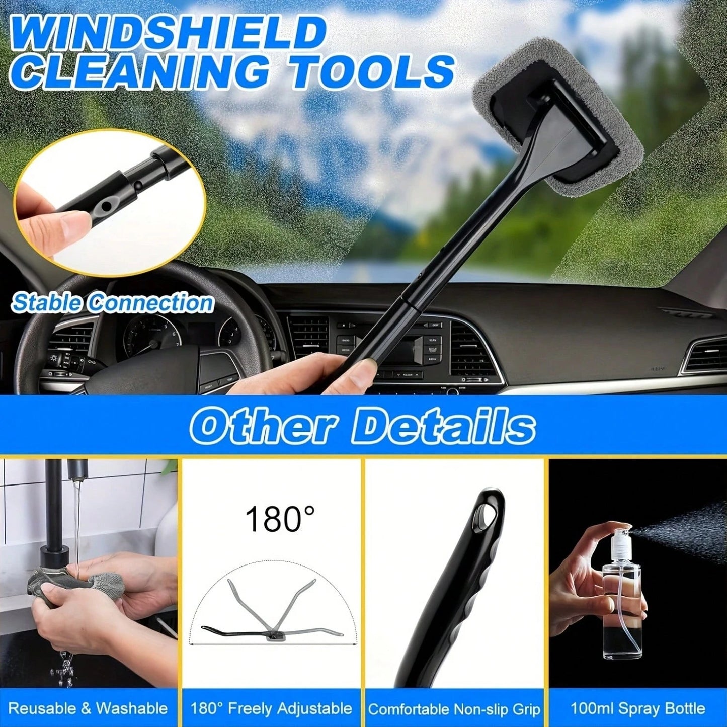 19-Piece Car Cleaning Set Including Interior Cleaning Tools, High-Power Handheld Vacuum, Brush Set, Windshield Tools, Duster, Towels, A Complete Car Care Kit