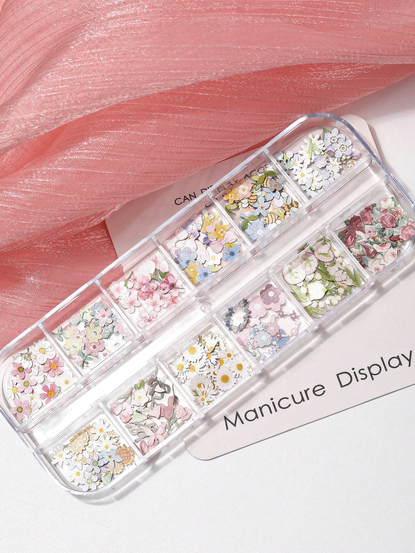 1Box 240Pcs 3D Wood Pulp Flower Nail Art Charm Butterfly Nails Art Flower Nail Charms Clear Bow Butterfly Nailfor Nail Art Decoration & DIY Crafting Design