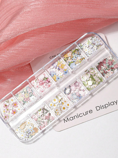 1Box 240Pcs 3D Wood Pulp Flower Nail Art Charm Butterfly Nails Art Flower Nail Charms Clear Bow Butterfly Nailfor Nail Art Decoration & DIY Crafting Design