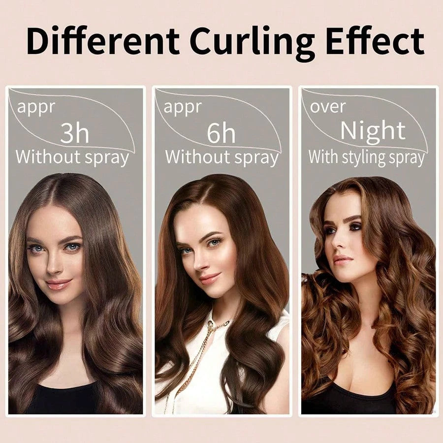 1Mcbki 1pc Burgundy Heatless Curling Rod, Reusable Hair Styling Tool, Ribbon Curling Rod With Hair Claw Clip, Slouchy Natural Soft Wave DIY Curler, Overnight Sleep Styling Tool, Ribbon Curling Headban