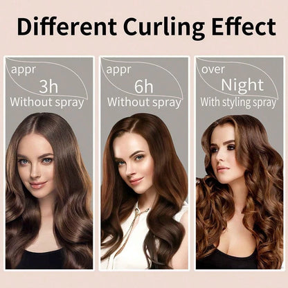 1Mcbki 1pc Burgundy Heatless Curling Rod, Reusable Hair Styling Tool, Ribbon Curling Rod With Hair Claw Clip, Slouchy Natural Soft Wave DIY Curler, Overnight Sleep Styling Tool, Ribbon Curling Headban