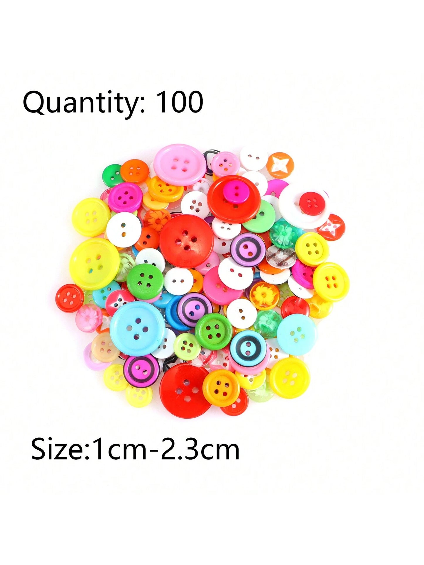 1pack 100pcs Random Size & Random Color Polyresin Buttons For Diy Crafting & Sewing Projects