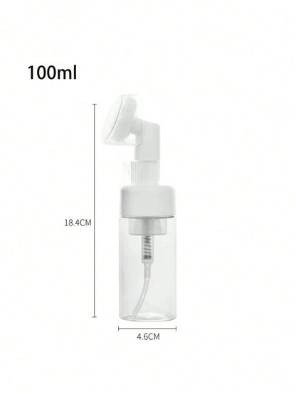 1pc 100ml Portable Silicone Brush Foam Bottle, For Diy Facial Cleanser, Shampoo Foaming Machine, Face Cleansing Brush