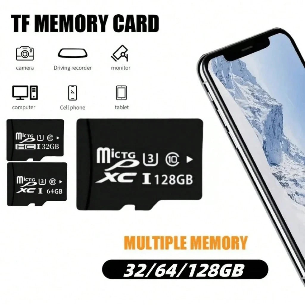 1PC 128GB TF Memory Card,256GB, 64GB, 32GB Mini SD Card,Suitable For Tablets, Cameras, Smartphones, Car Stereos, Gaming Consoles, And Audio Devices,Versatile Storage