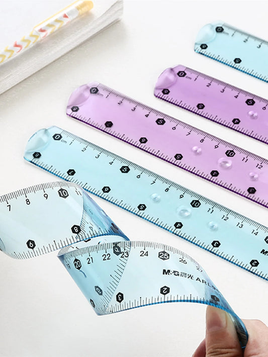 1pc 15cm Flexible Ruler, Random Color Back To School,Rulers
