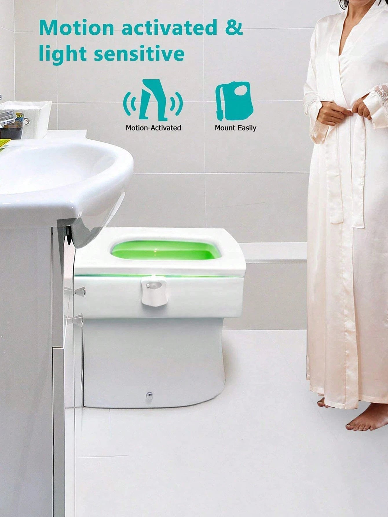 1pc 16-Color Led Toilet Seat Light With Motion Sensor For Bathroom Bathroom Decor Fall Decor