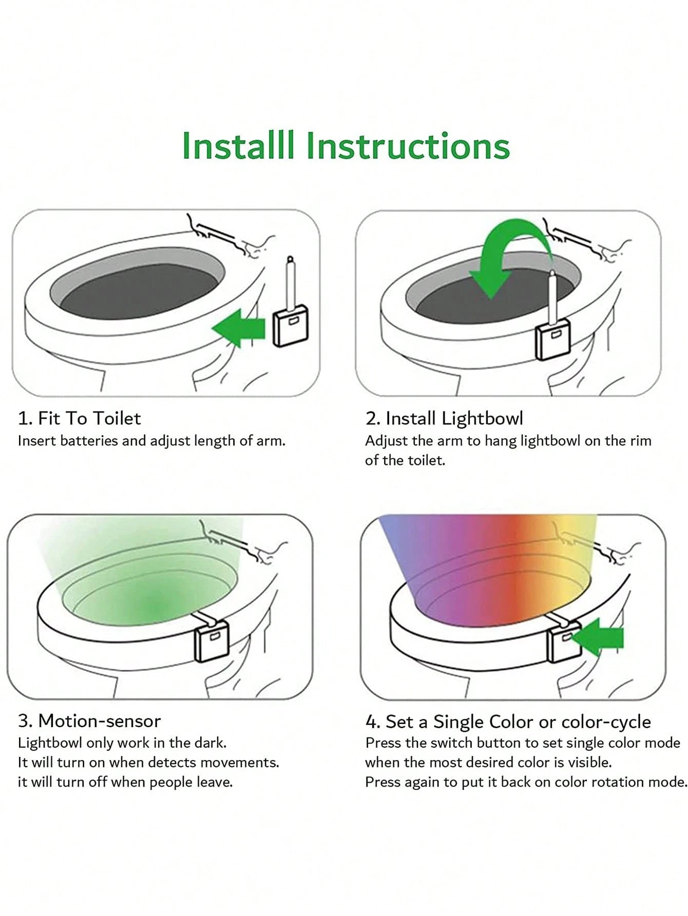 1pc 16-Color Led Toilet Seat Light With Motion Sensor For Bathroom Bathroom Decor Fall Decor
