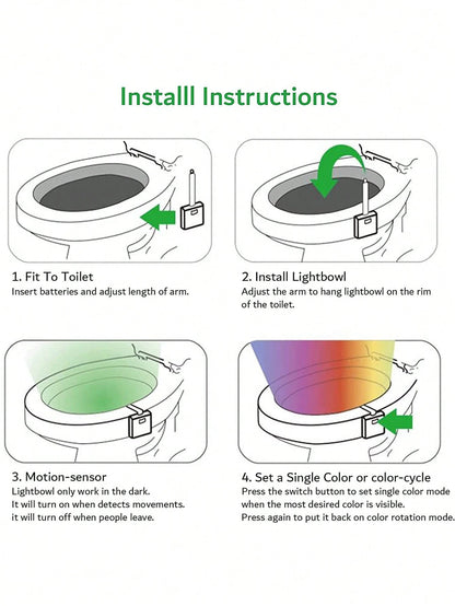 1pc 16-Color Led Toilet Seat Light With Motion Sensor For Bathroom Bathroom Decor Fall Decor