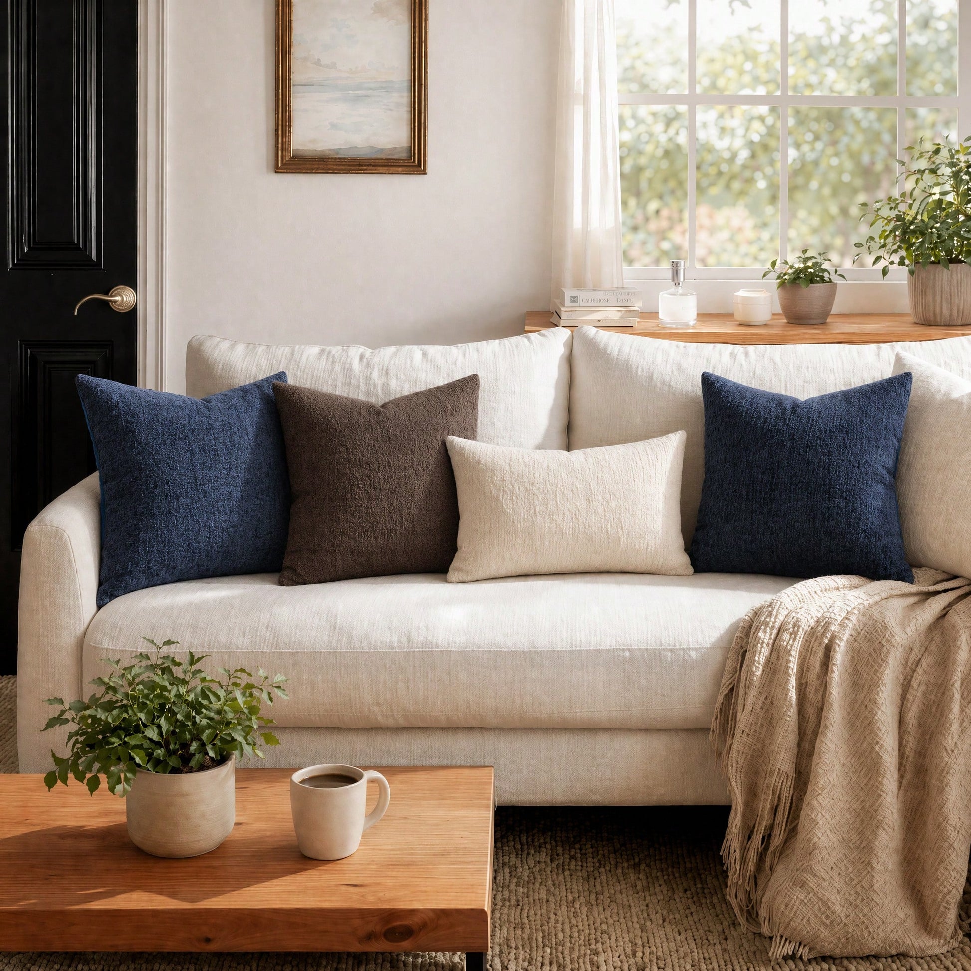 1pc 18x18 Inch Beige Sofa Pillow Cover, Soft Comfortable Textured Chenille Pillowcase, Suitable For Home Decor, Sofa, Living Room Cushion, Bedroom