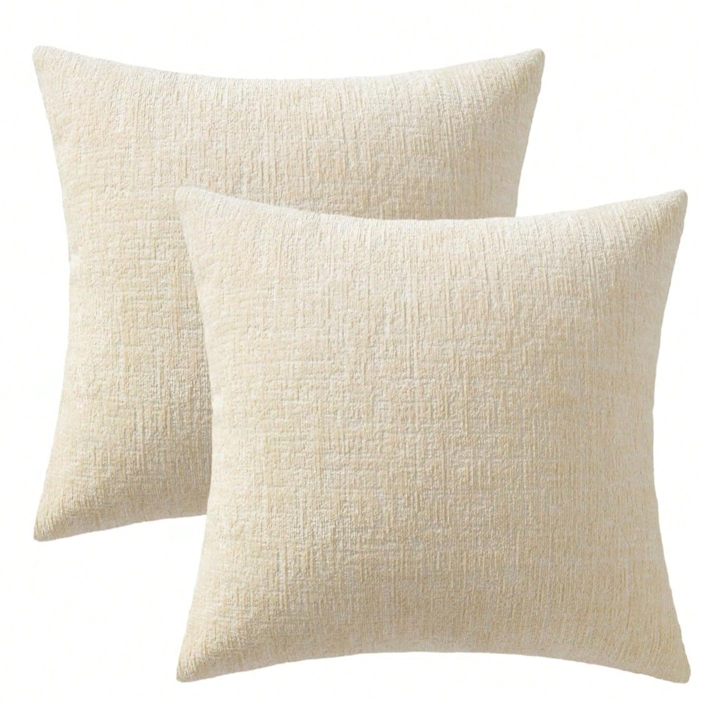 1pc 18x18 Inch Beige Sofa Pillow Cover, Soft Comfortable Textured Chenille Pillowcase, Suitable For Home Decor, Sofa, Living Room Cushion, Bedroom