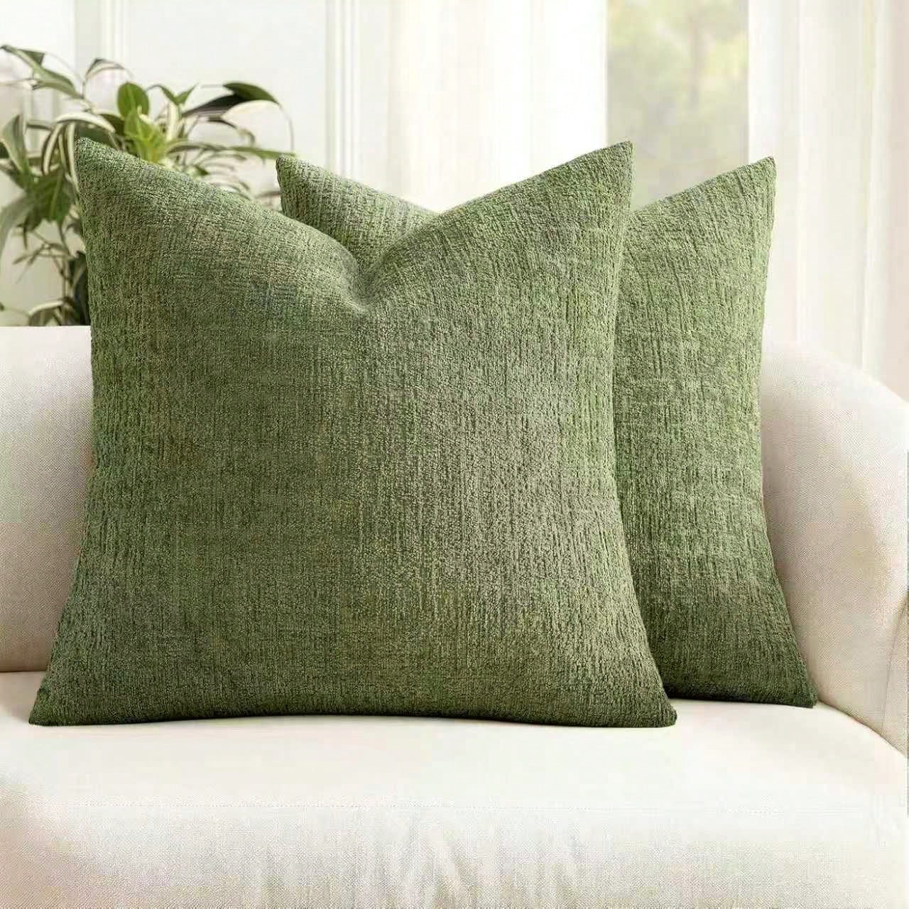 1pc 18x18 Inch Beige Sofa Pillow Cover, Soft Comfortable Textured Chenille Pillowcase, Suitable For Home Decor, Sofa, Living Room Cushion, Bedroom