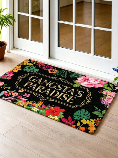 1pc 2D Flat Printing Rug, Outdoor Courtyard Door Mat, Gangsta'S Paradise Leopard Print Floral Pattern Rugs, Durable And Machine Washable Foot Mat, Living Room Bedroom Office Bathroom Corridor Kitchen