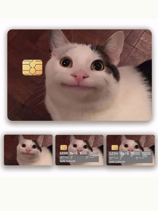 1pc/2pcs/4pcs Creative Cat Credit Card Stickers, Personalized Anti-Fingerprint Anti-Scratch Decal Cover For Bank/Transport/Student ID Cards DIY Decoration,Back To School,School Supplies