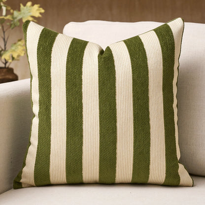 1pc/2pcs Beige-Chocolate Striped Chenille Decorative Throw Pillow Cover, Soft Modern Abstract Bohemian Style Home Decor Cushion For Sofa, Bedroom, Living Room, Suitable For All Seasons, Also Can Be Us