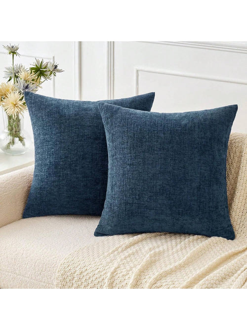 1pc/2pcs Blue (Pillow Insert Not Included) 3D Textured Throw Pillow Cover, Modern Farmhouse Cozy Chenille Vintage Pattern Cushion Case, Suitable For Daily Bedroom, Dining Room, Bed, Sofa, Car, Decorat