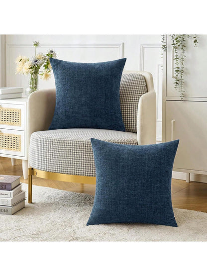 1pc/2pcs Blue (Pillow Insert Not Included) 3D Textured Throw Pillow Cover, Modern Farmhouse Cozy Chenille Vintage Pattern Cushion Case, Suitable For Daily Bedroom, Dining Room, Bed, Sofa, Car, Decorat
