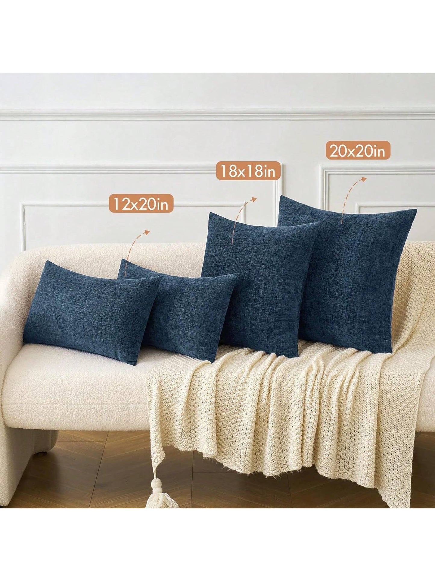 1pc/2pcs Blue (Pillow Insert Not Included) 3D Textured Throw Pillow Cover, Modern Farmhouse Cozy Chenille Vintage Pattern Cushion Case, Suitable For Daily Bedroom, Dining Room, Bed, Sofa, Car, Decorat