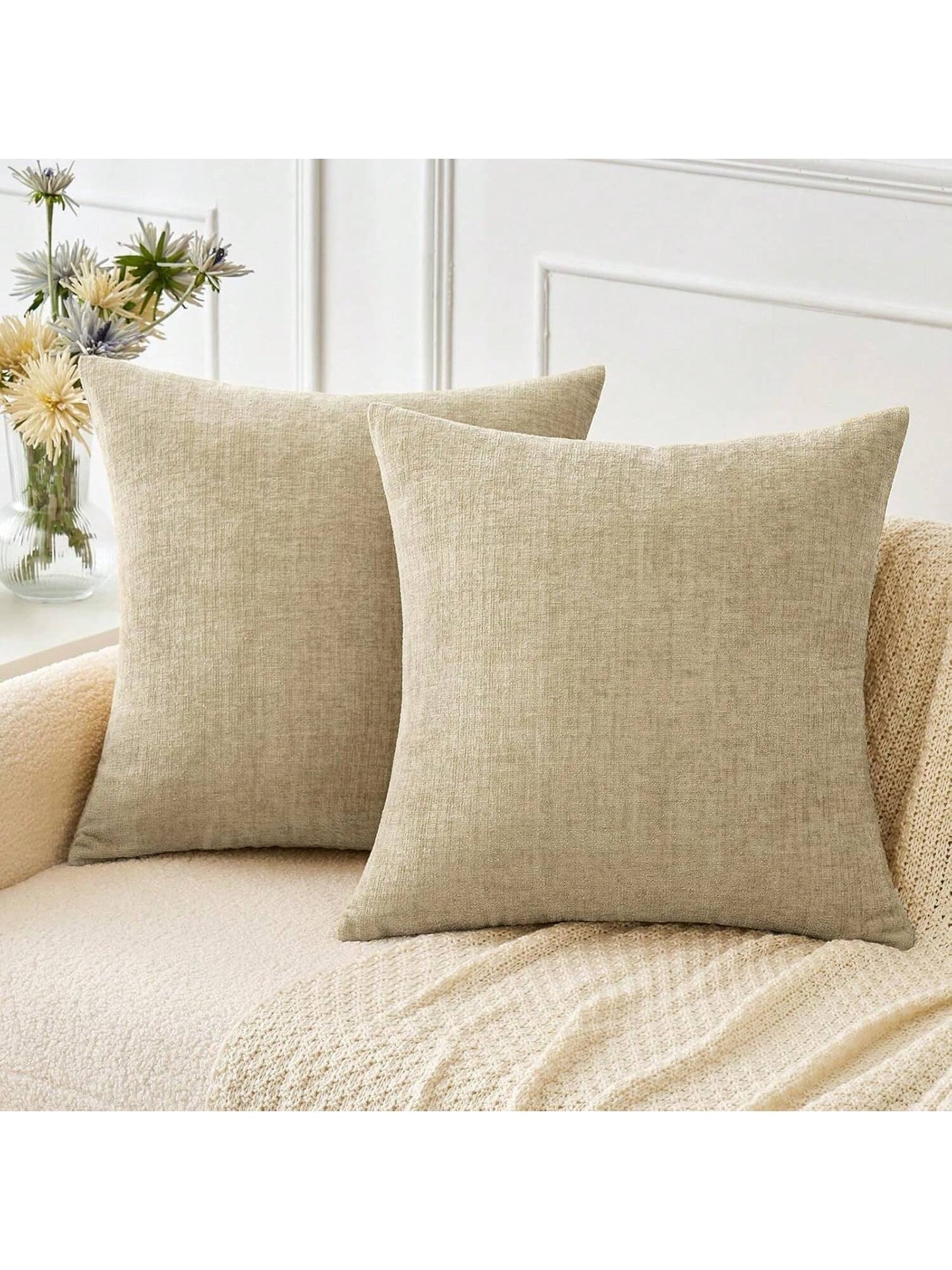 1pc/2pcs Blue (Pillow Insert Not Included) 3D Textured Throw Pillow Cover, Modern Farmhouse Cozy Chenille Vintage Pattern Cushion Case, Suitable For Daily Bedroom, Dining Room, Bed, Sofa, Car, Decorat