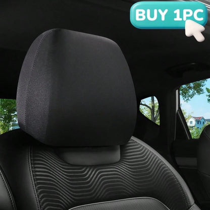1pc/2pcs Car Headrest Cover, Size 23*23cm, Made Of Polyester Fiber Or PU Leather, Full Coverage Dust-Proof Protector, Stretchable Opening, Protect Car Seat Headrest, Suitable For Car Decor- Solid Col