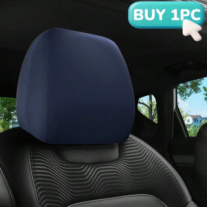 1pc/2pcs Car Headrest Cover, Size 23*23cm, Made Of Polyester Fiber Or PU Leather, Full Coverage Dust-Proof Protector, Stretchable Opening, Protect Car Seat Headrest, Suitable For Car Decor- Solid Col