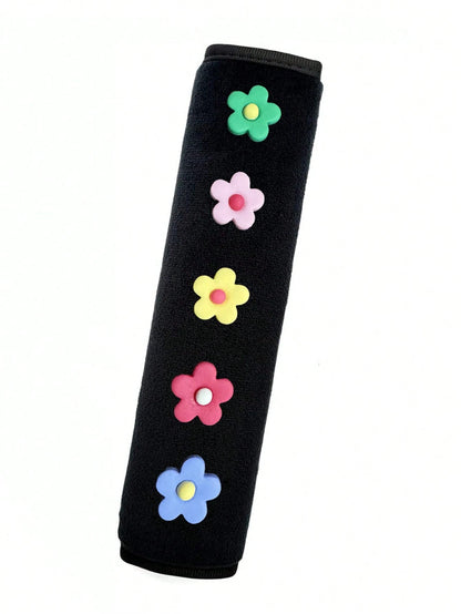 1pc/2pcs Car Seat Belt Small Flower Decoration Shoulder Protection Cover Car Anti Lock Seat Belt Protection Cover,Car Accessories Women