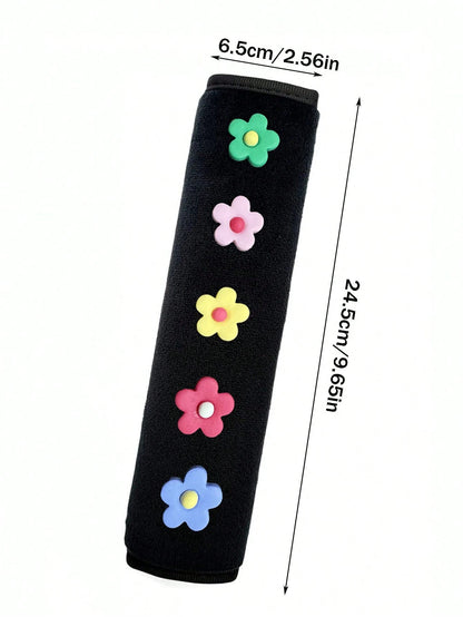 1pc/2pcs Car Seat Belt Small Flower Decoration Shoulder Protection Cover Car Anti Lock Seat Belt Protection Cover,Car Accessories Women