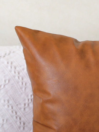 1pc/2pcs Cushion Cover Without Filler, Brown Throw Pillowcase For Sofa, Home Decor