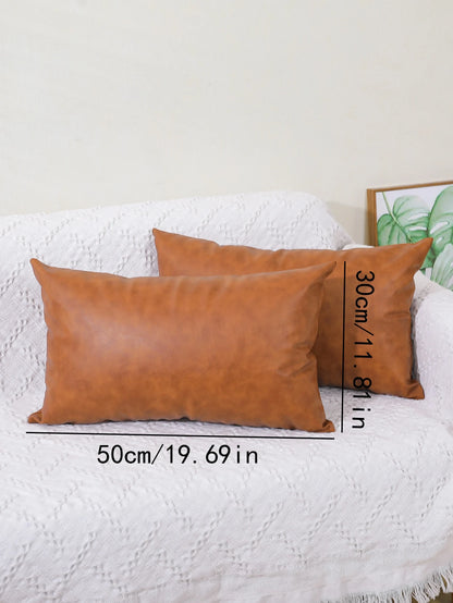1pc/2pcs Cushion Cover Without Filler, Brown Throw Pillowcase For Sofa, Home Decor