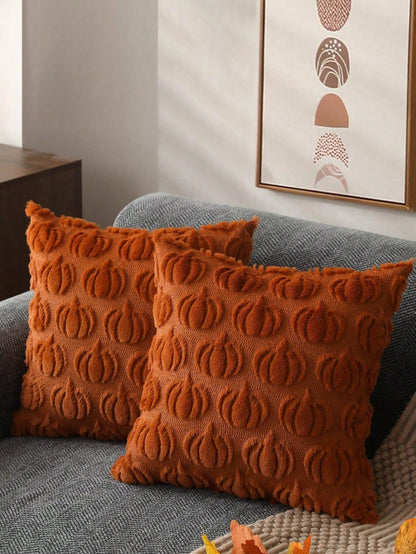 1pc/2pcs Maple Cushions, 18 X 18 Inches, Orange, Farm, Decoration, Autumn Harvest Theme, Festival, Synthetic Hair, Sofa, Bed Or Room