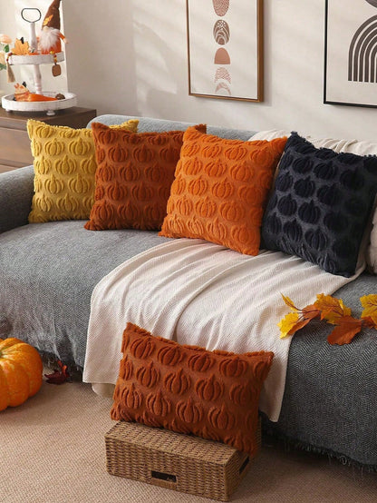 1pc/2pcs Maple Cushions, 18 X 18 Inches, Orange, Farm, Decoration, Autumn Harvest Theme, Festival, Synthetic Hair, Sofa, Bed Or Room