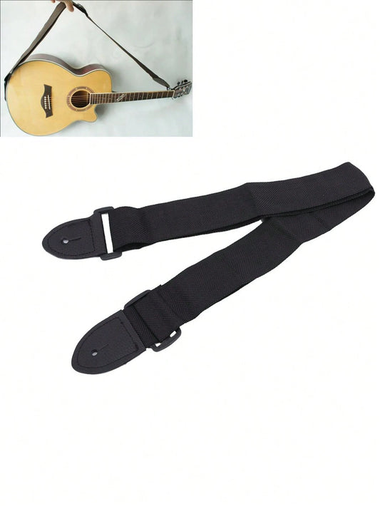 1Pc/2pcs Musical Instruments Guitar Folk Black Strap Style Literary And Creative Simplicity Ukulele Universal Learning Travel Sports Partner Durable And Sturdy Fabric Strap