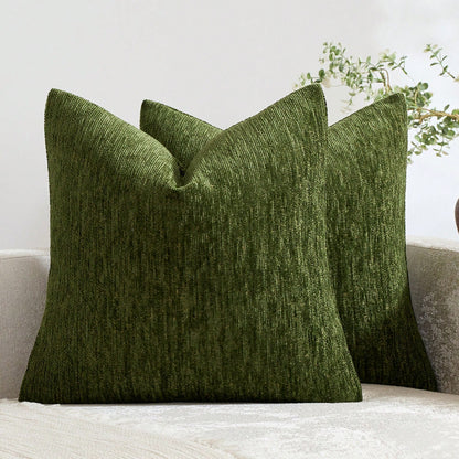 1pc/2pcs Olive Green (Pillow Insert Not Included) Multi-Color Textured Pillowcase, Modern Farmhouse Chenille 3D Textured Soft Breathable Cushion Cover, Suitable For Daily Bedroom, Dining Room, Bed, So