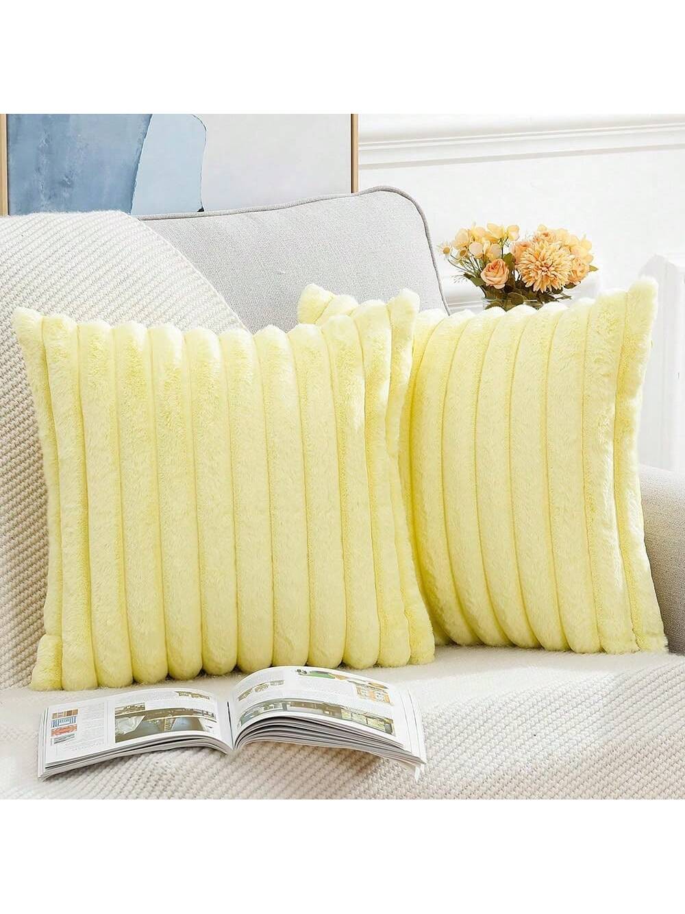 1pc/2pcs Solid Color Pillow Cover (Pillow Insert Not Included), Fabric Throw Pillow Case, Suitable For Living Room Sofa