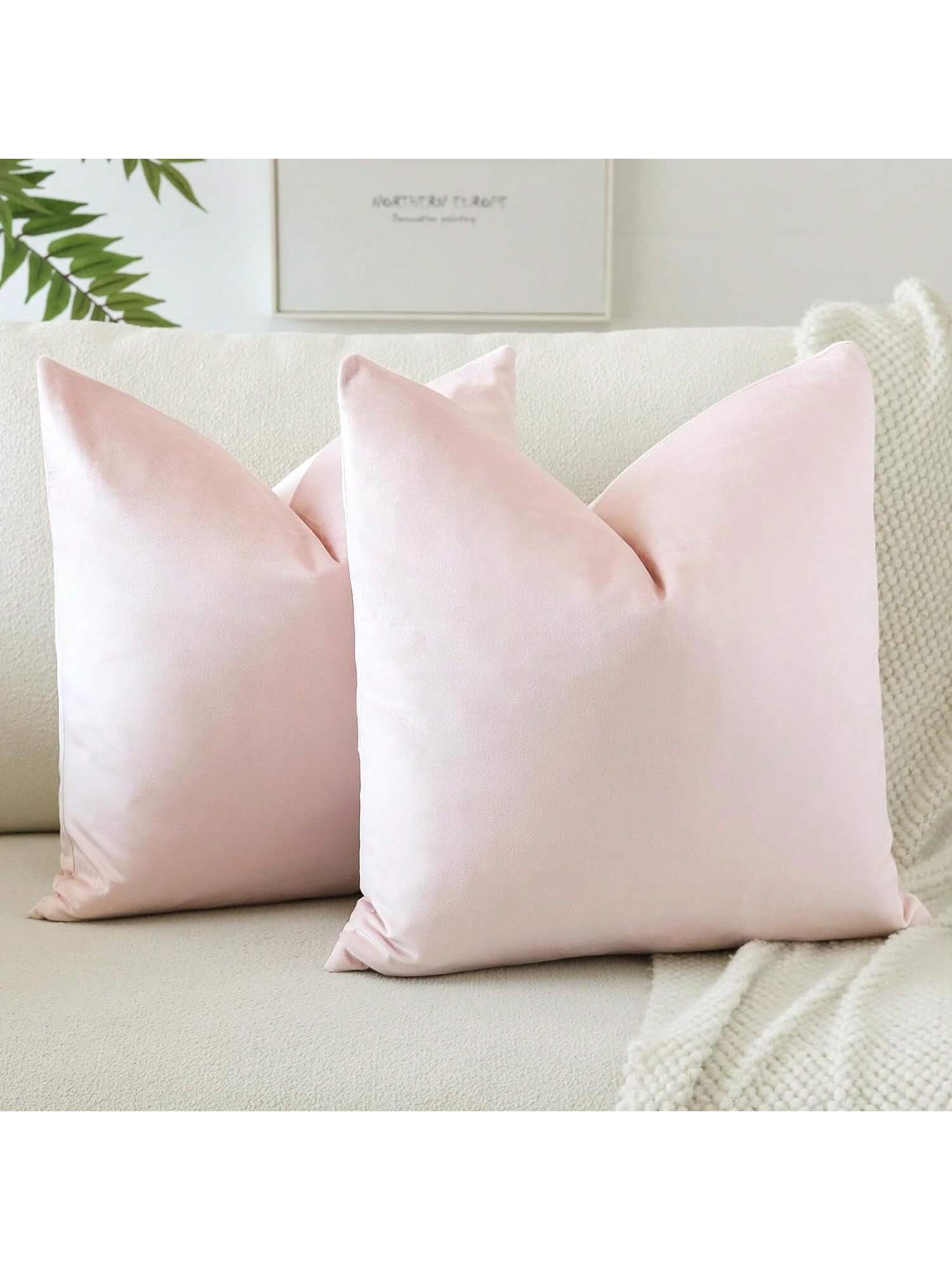 1pc/2pcs Velvet Solid Color Decorative Throw Pillow Cover (Pillow Insert Not Included), Square Cushion Cover, Holiday Home Decor Pillow, Soft & Comfortable Linen-Like Fabric, Modern Decor For Sofa, Be