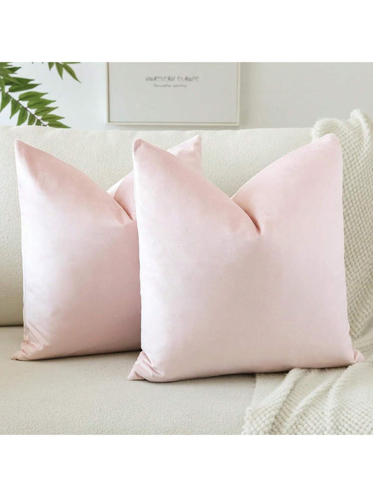 1pc/2pcs Velvet Solid Color Decorative Throw Pillow Cover (Pillow Insert Not Included), Square Cushion Cover, Holiday Home Decor Pillow, Soft & Comfortable Linen-Like Fabric, Modern Decor For Sofa, Be