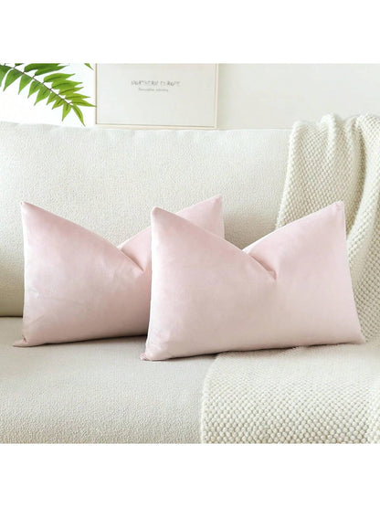 1pc/2pcs Velvet Solid Color Decorative Throw Pillow Cover (Pillow Insert Not Included), Square Cushion Cover, Holiday Home Decor Pillow, Soft & Comfortable Linen-Like Fabric, Modern Decor For Sofa, Be