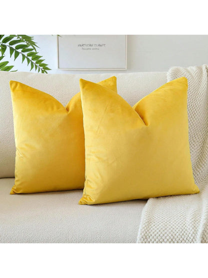 1pc/2pcs Velvet Solid Color Decorative Throw Pillow Cover (Pillow Insert Not Included), Square Cushion Cover, Holiday Home Decor Pillow, Soft & Comfortable Linen-Like Fabric, Modern Decor For Sofa, Be