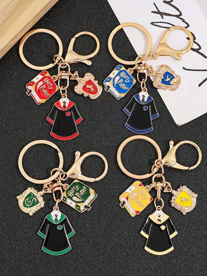 1pc/4pcs House Shaped Keychain, Suitable For Children And Collectors, Themed Handicraft, Creative Gift For Birthday Party And Bachelor Party, Inspired By The Magical World