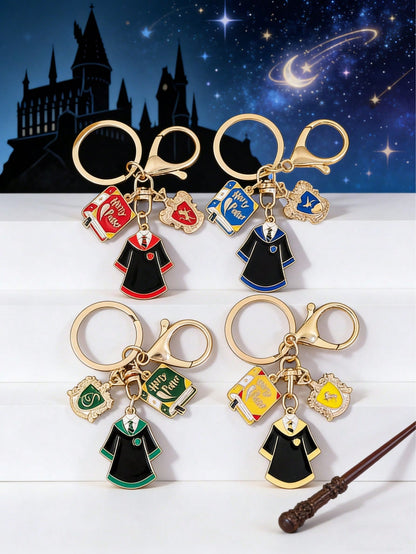 1pc/4pcs House Shaped Keychain, Suitable For Children And Collectors, Themed Handicraft, Creative Gift For Birthday Party And Bachelor Party, Inspired By The Magical World