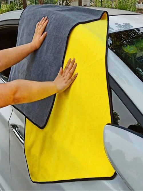 1pc 60*160cm Extra Large Car Wash Towel- Double-Sided Thickened Absorbent Car Wiping Towel, Super Absorbent, Suitable For Quick Car Wash, Multi-Functional Towel, Yellow