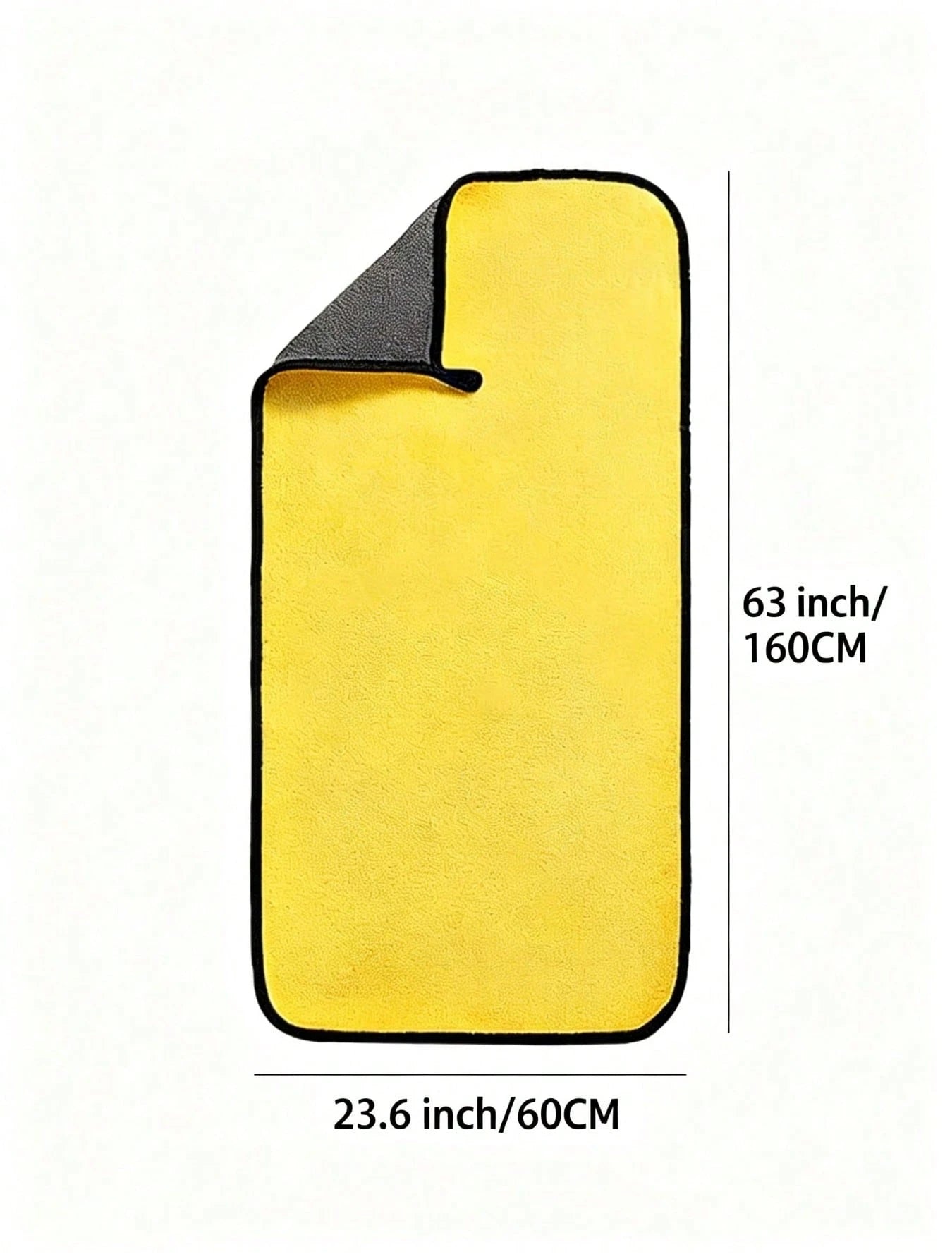 1pc 60*160cm Extra Large Car Wash Towel- Double-Sided Thickened Absorbent Car Wiping Towel, Super Absorbent, Suitable For Quick Car Wash, Multi-Functional Towel, Yellow