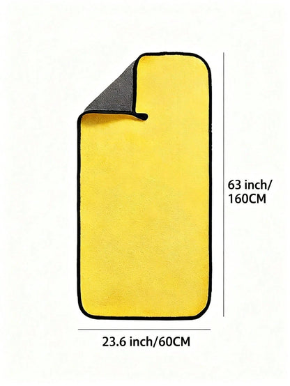 1pc 60*160cm Extra Large Car Wash Towel- Double-Sided Thickened Absorbent Car Wiping Towel, Super Absorbent, Suitable For Quick Car Wash, Multi-Functional Towel, Yellow