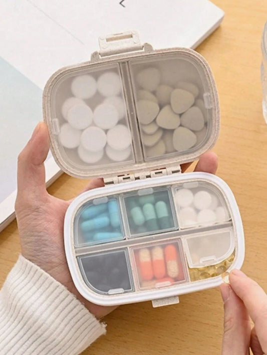 1pc 8 Compartments Daily Pill Box, Portable Weekly Travel Pill Organizer, Pocket Pill Container, Wallet Pill Dispenser For Vitamins And Fish Oil, Moisture-Proof Box For Pills, Suitable For Carrying, E