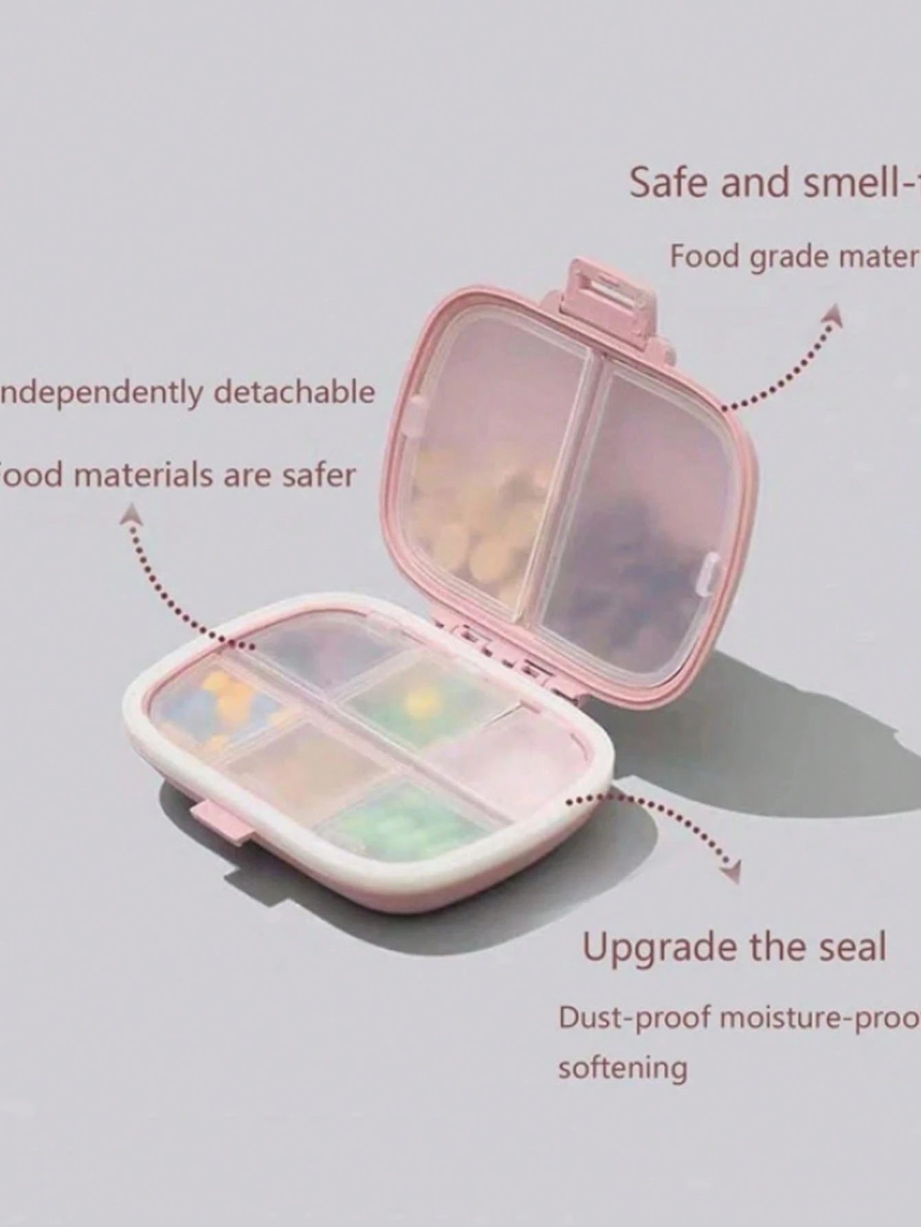 1pc 8 Compartments Daily Pill Box, Portable Weekly Travel Pill Organizer, Pocket Pill Container, Wallet Pill Dispenser For Vitamins And Fish Oil, Moisture-Proof Box For Pills, Suitable For Carrying, E