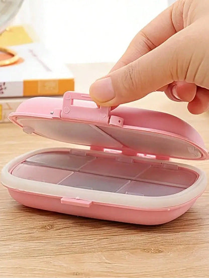 1pc 8 Compartments Daily Pill Box, Portable Weekly Travel Pill Organizer, Pocket Pill Container, Wallet Pill Dispenser For Vitamins And Fish Oil, Moisture-Proof Box For Pills, Suitable For Carrying, E