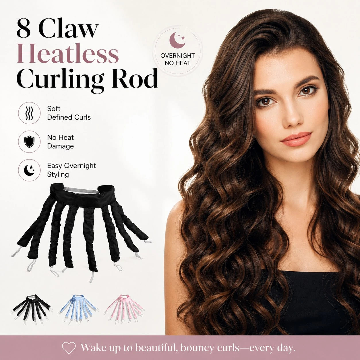 1pc 8-Tooth Heatless Hair Curler, Soft Wave Hair Band, Salon, Beauty Parlor And Travel Essential Hair Styling Tool And Accessories; Back To School, Travel And Vacation Essential; Women's Hair Accessor