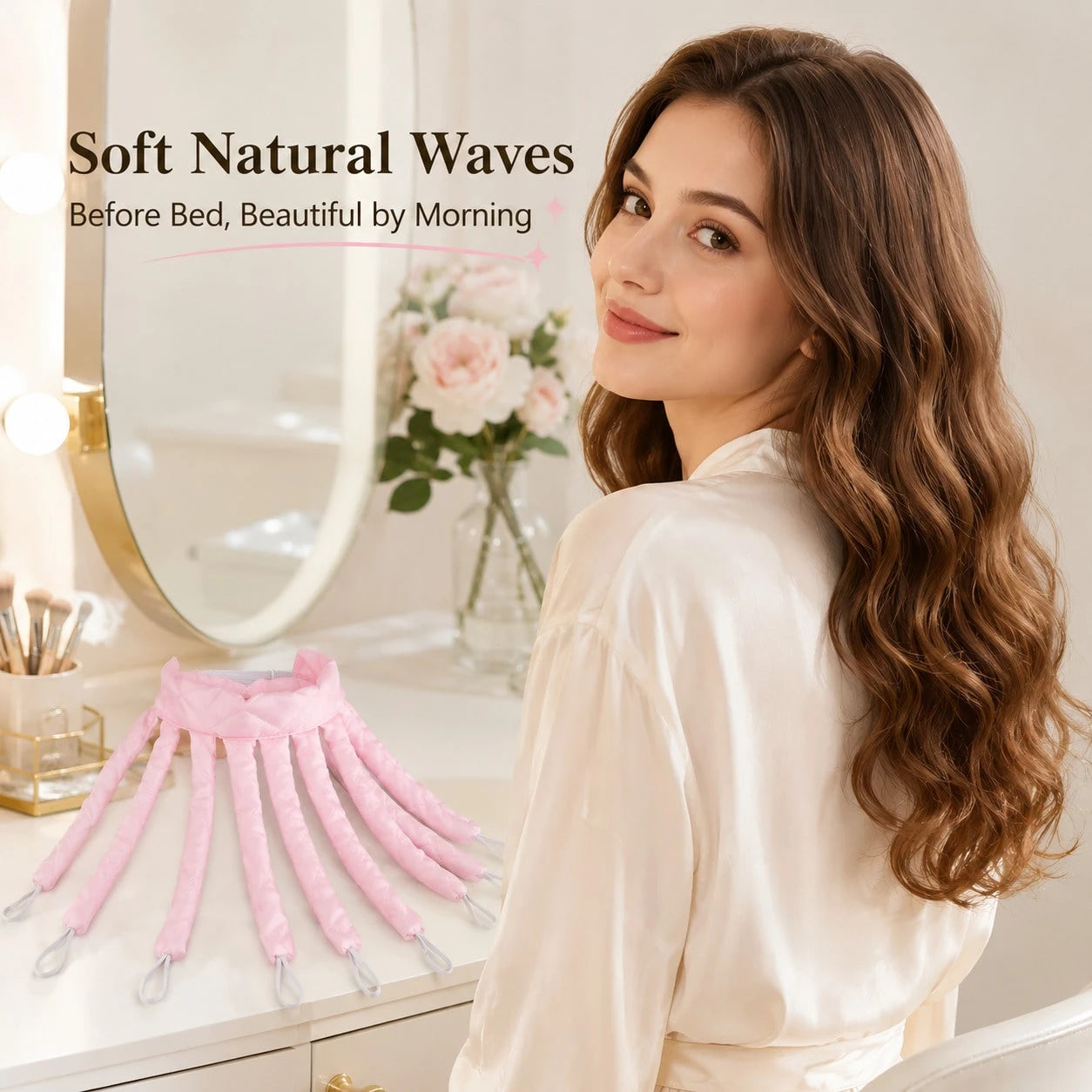 1pc 8-Tooth Heatless Hair Curler, Soft Wave Hair Band, Salon, Beauty Parlor And Travel Essential Hair Styling Tool And Accessories; Back To School, Travel And Vacation Essential; Women's Hair Accessor