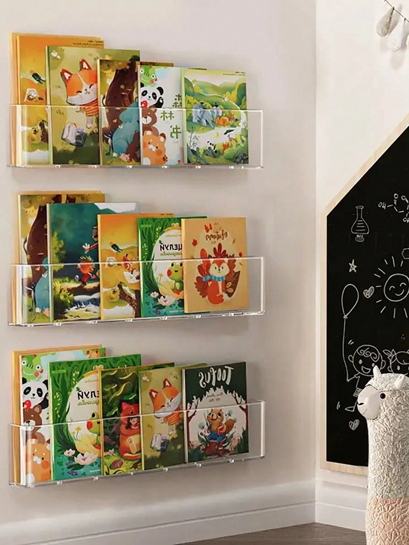 1pc Acrylic Book Display Rack, Wall Hanging Bookshelf For Children, Magazine Storage, Easy Installation Reading Rack