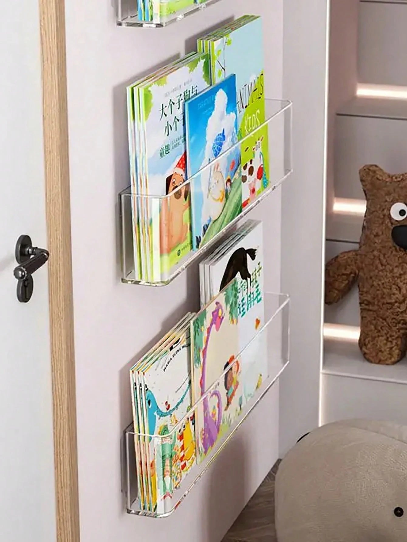 1pc Acrylic Book Display Rack, Wall Hanging Bookshelf For Children, Magazine Storage, Easy Installation Reading Rack